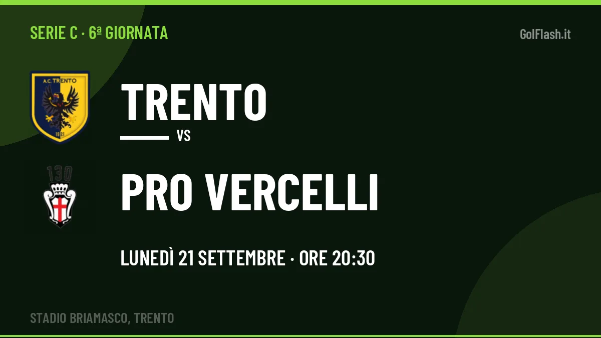 Trento-PRO Vercelli, Serie C: probabili formazioni, quote e dove vedere la partita in TV e streaming