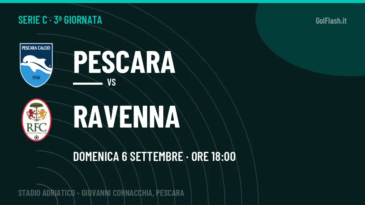 Pescara-Ravenna Serie C 3ª giornata: orario, TV, streaming e probabili formazioni