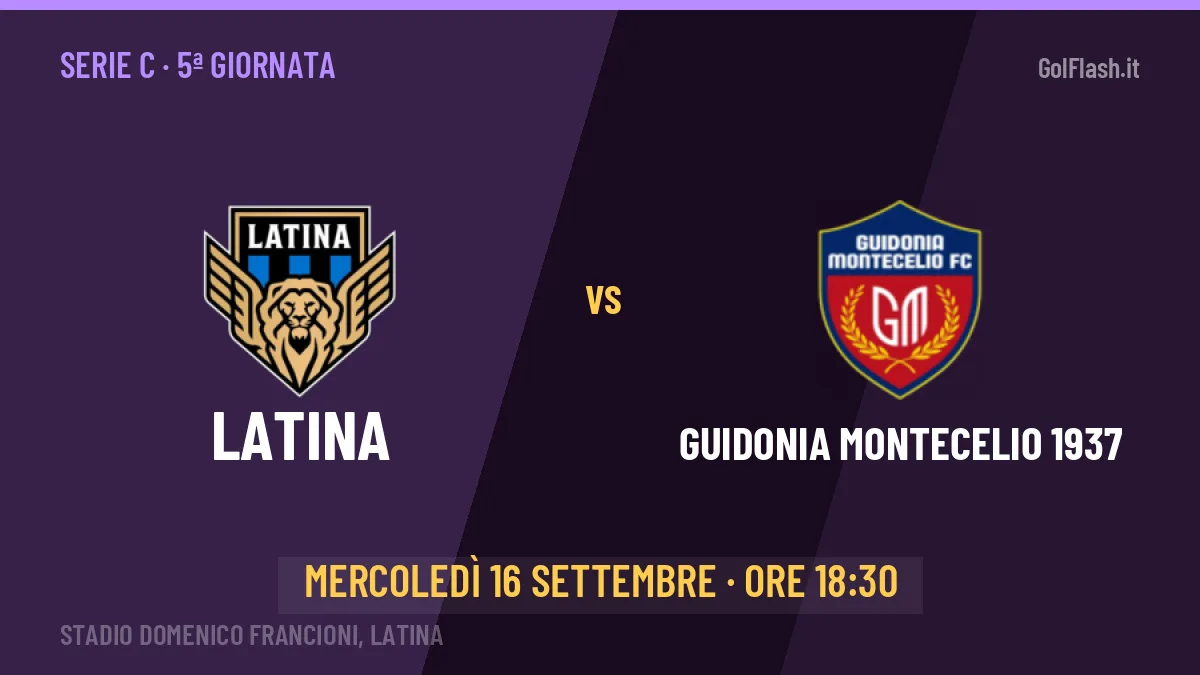 Latina-Guidonia Montecelio 1937 Serie C 5ª giornata: orario, TV, streaming e probabili formazioni