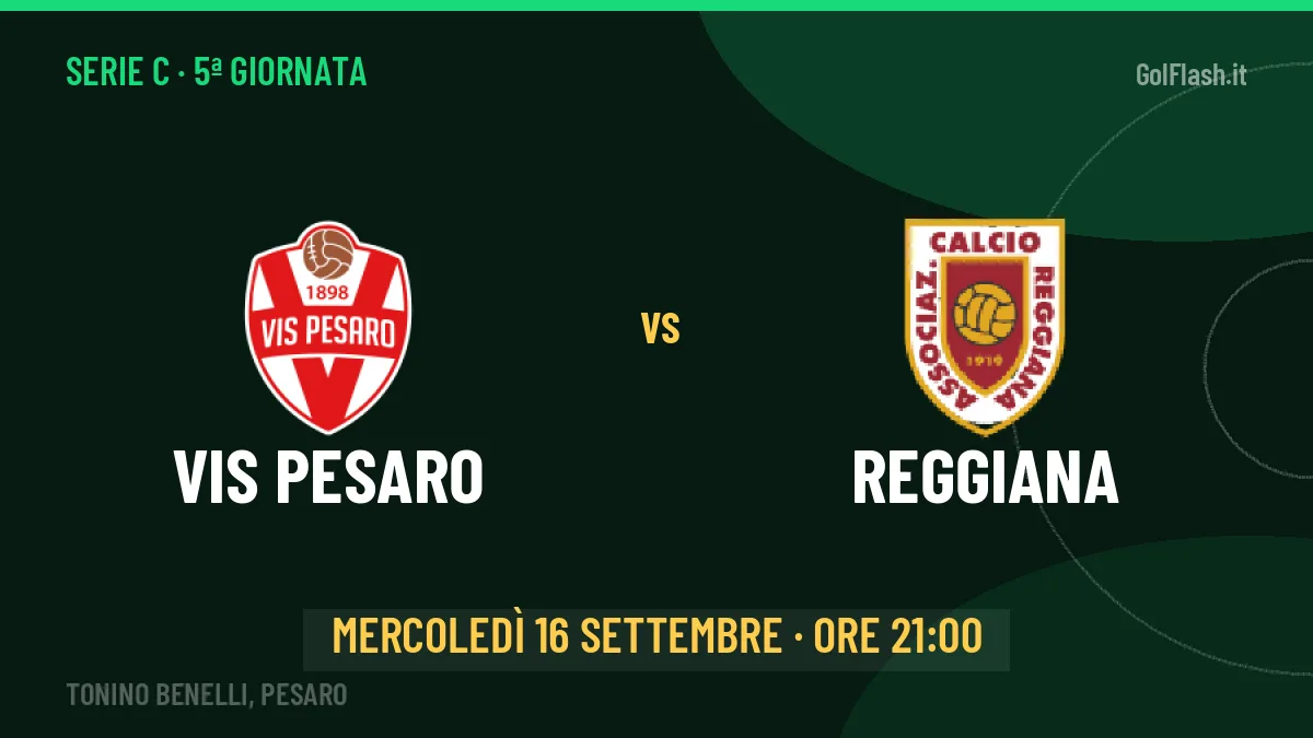 Vis Pesaro-Reggiana Serie C 5ª giornata: orario, TV, streaming e probabili formazioni