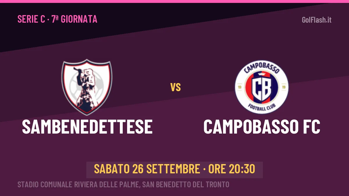 Sambenedettese-Campobasso FC Serie C 7ª giornata: orario, TV, streaming e probabili formazioni