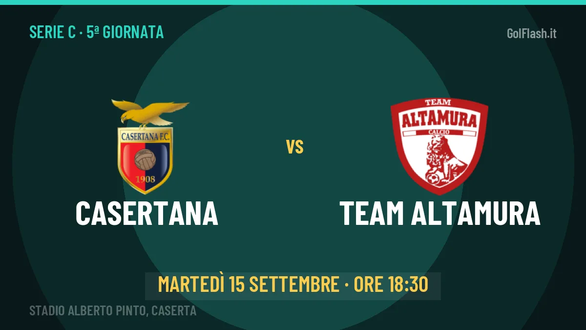 Dove vedere Casertana-Team Altamura in TV e streaming: orario, canale e formazioni