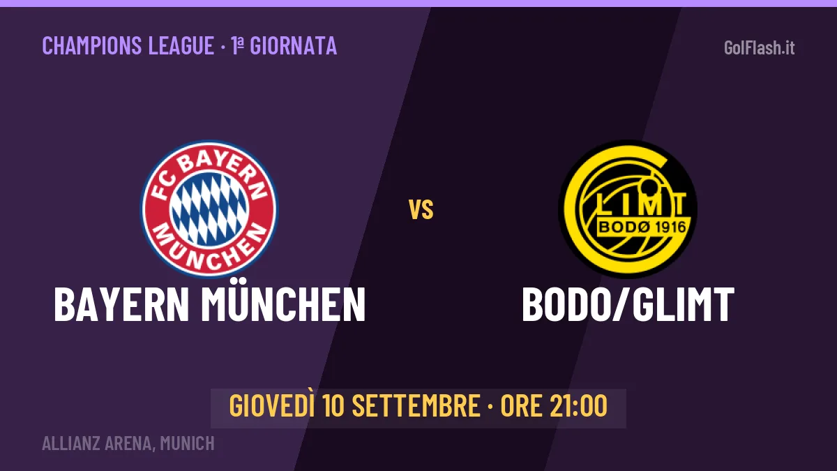 Bayern München Bodo/Glimt in streaming: dove vedere la partita, orario e probabili formazioni