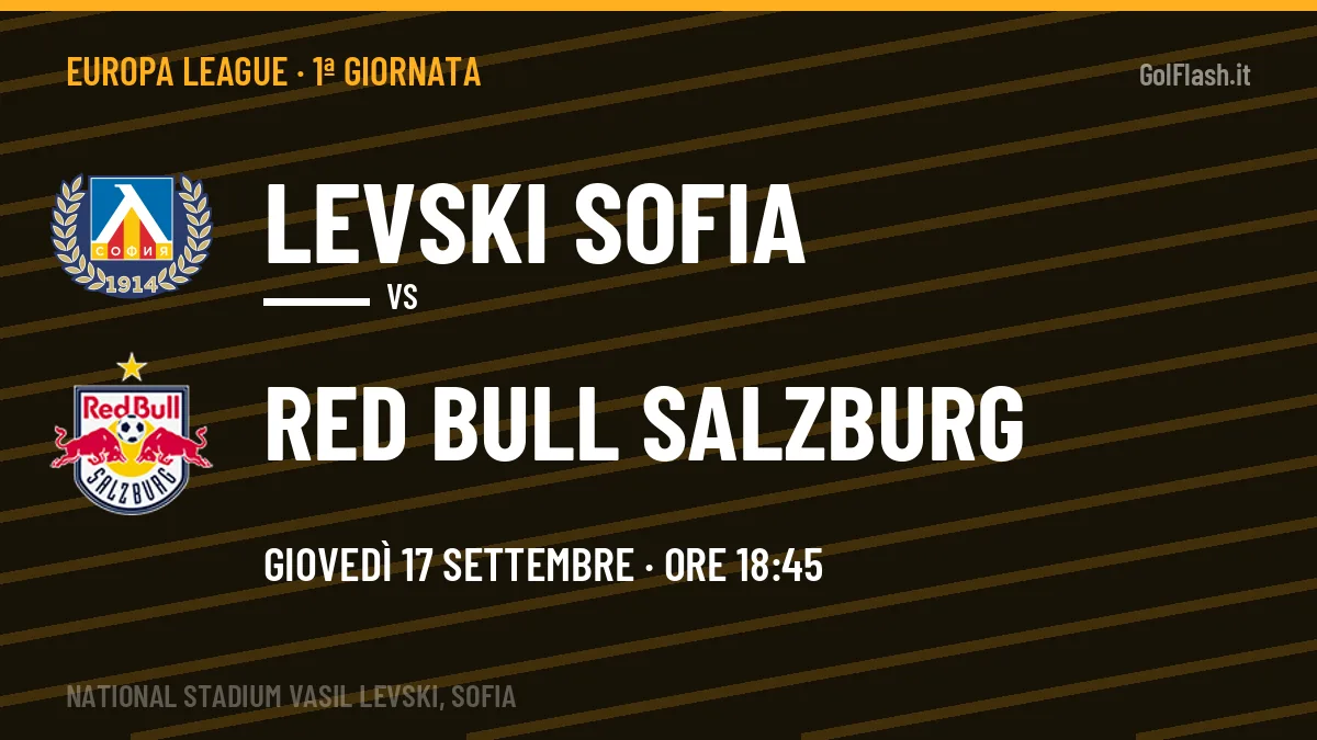 Levski Sofia-Red Bull Salzburg Europa League 1ª giornata: orario, TV, streaming e probabili formazioni