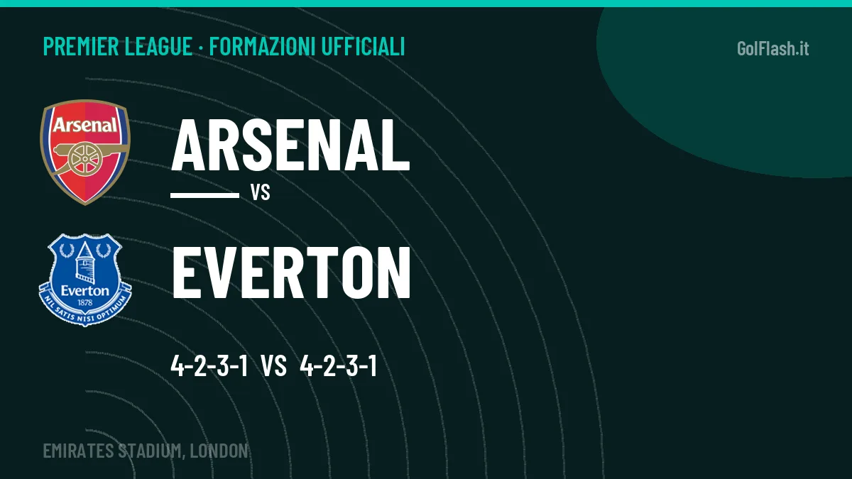 Formazioni ufficiali: Arsenal col 4-2-3-1, Everton col 4-2-3-1