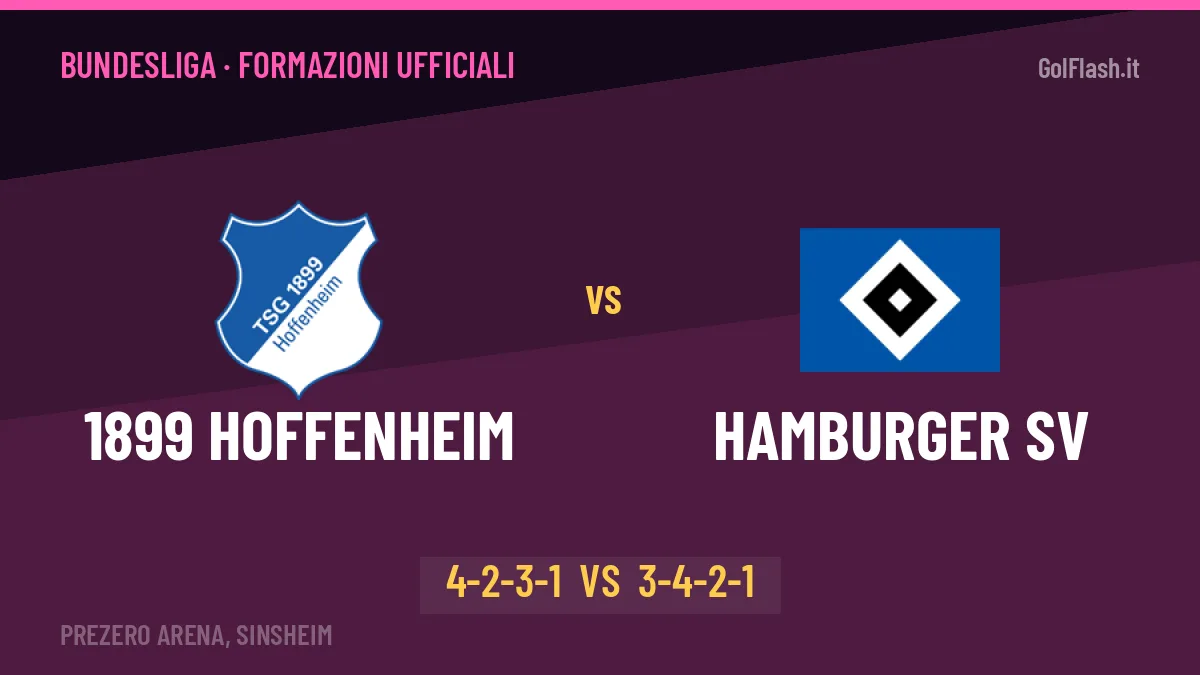 1899 Hoffenheim-Hamburger SV formazioni ufficiali: chi gioca dal primo minuto