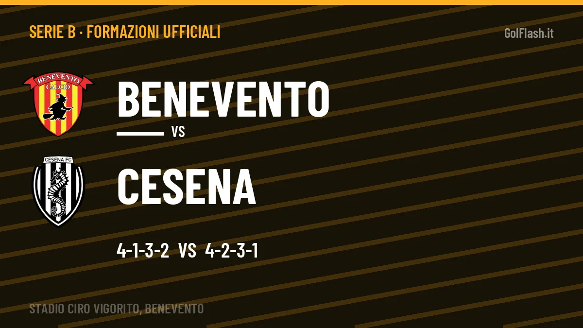 Formazioni ufficiali Benevento-Cesena: Okereke e Shpendi guidano gli attacchi