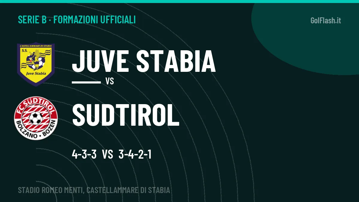 Formazioni ufficiali Juve Stabia-Sudtirol: Nardo e Okoro guidano gli attacchi