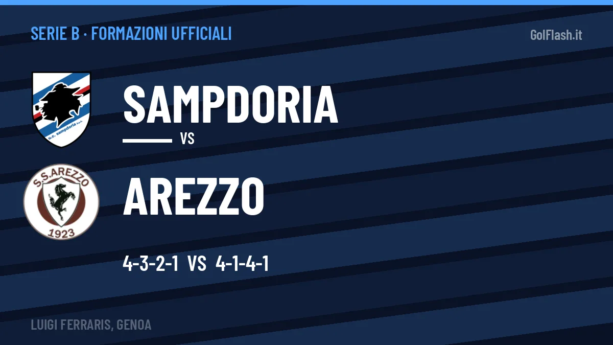 Formazioni ufficiali: Sampdoria col 4-3-2-1, Arezzo col 4-1-4-1