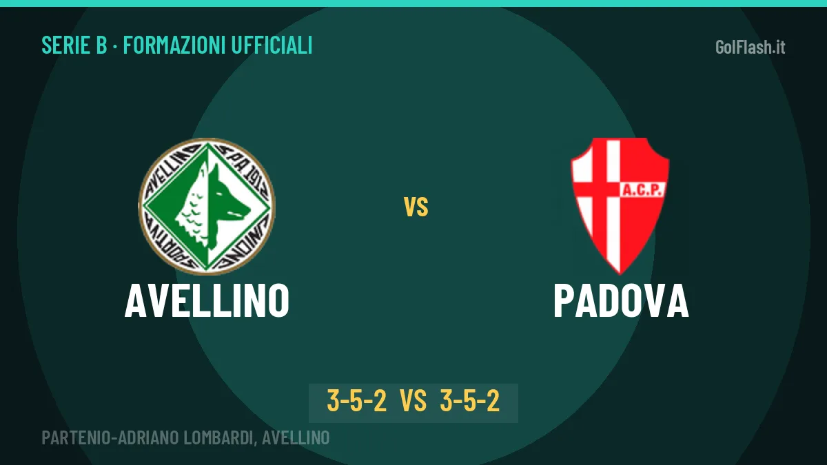 Avellino-Padova: Nesta lancia Russo, le formazioni ufficiali