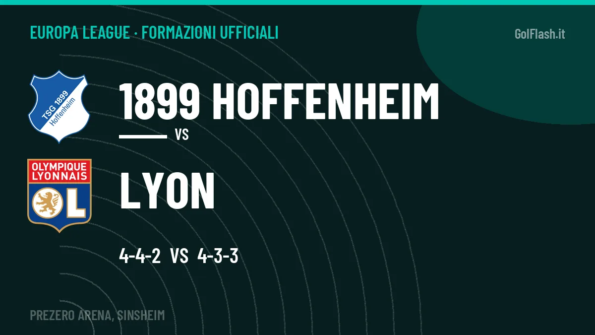 Formazioni ufficiali 1899 Hoffenheim-Lyon: Boudache titolare nel Lyon