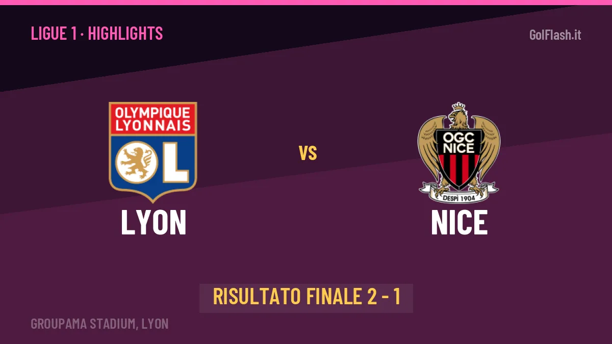 Lyon-Nice 2-1: highlights, video, azioni e gol del match