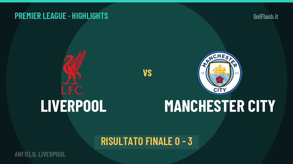 Liverpool-Manchester City: il video degli highlights e il tabellino (0-3)