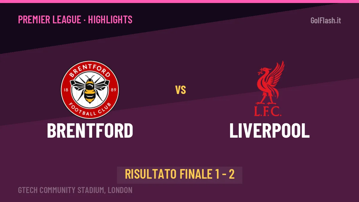 Brentford-Liverpool 1-2: video gol, azioni salienti e statistiche