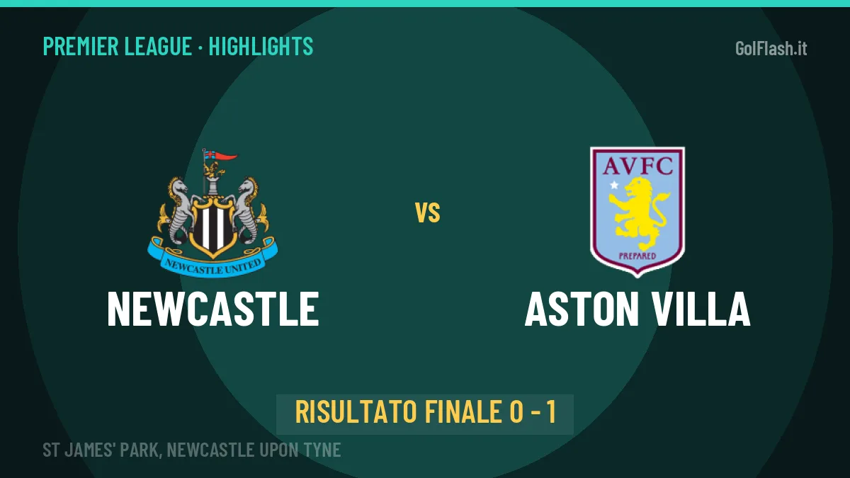 Newcastle-Aston Villa 0-1, gli highlights: tutti i gol in video