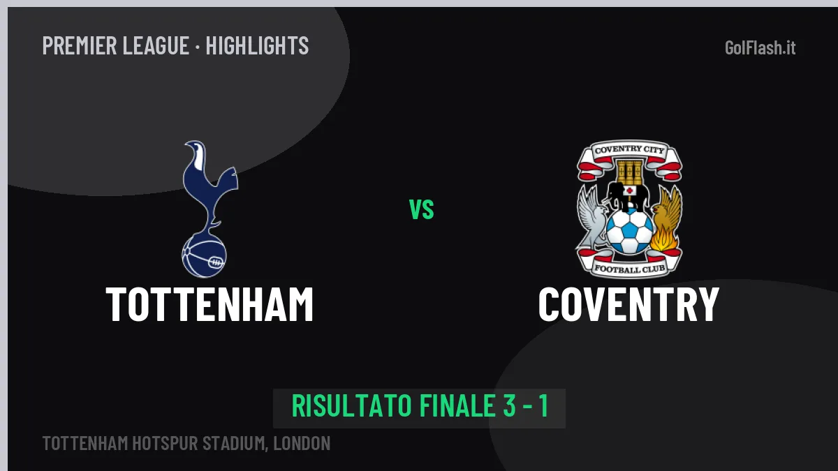 Tottenham-Coventry: il video degli highlights e il tabellino (3-1)