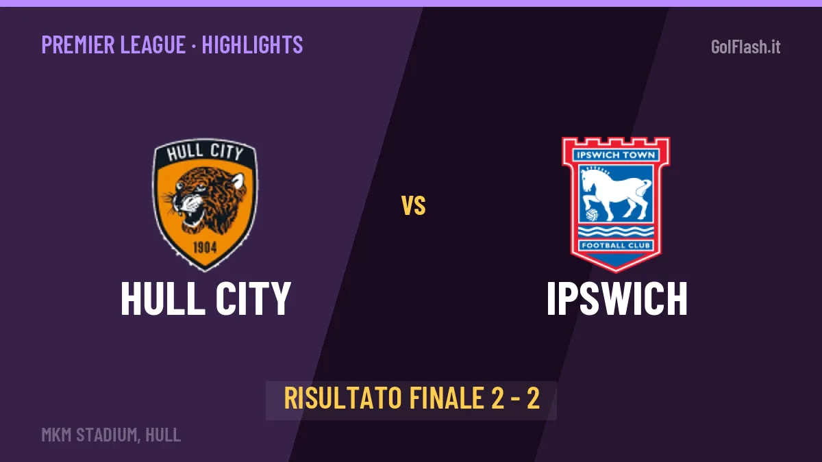 Hull City-Ipswich 2-2: video gol, azioni salienti e statistiche