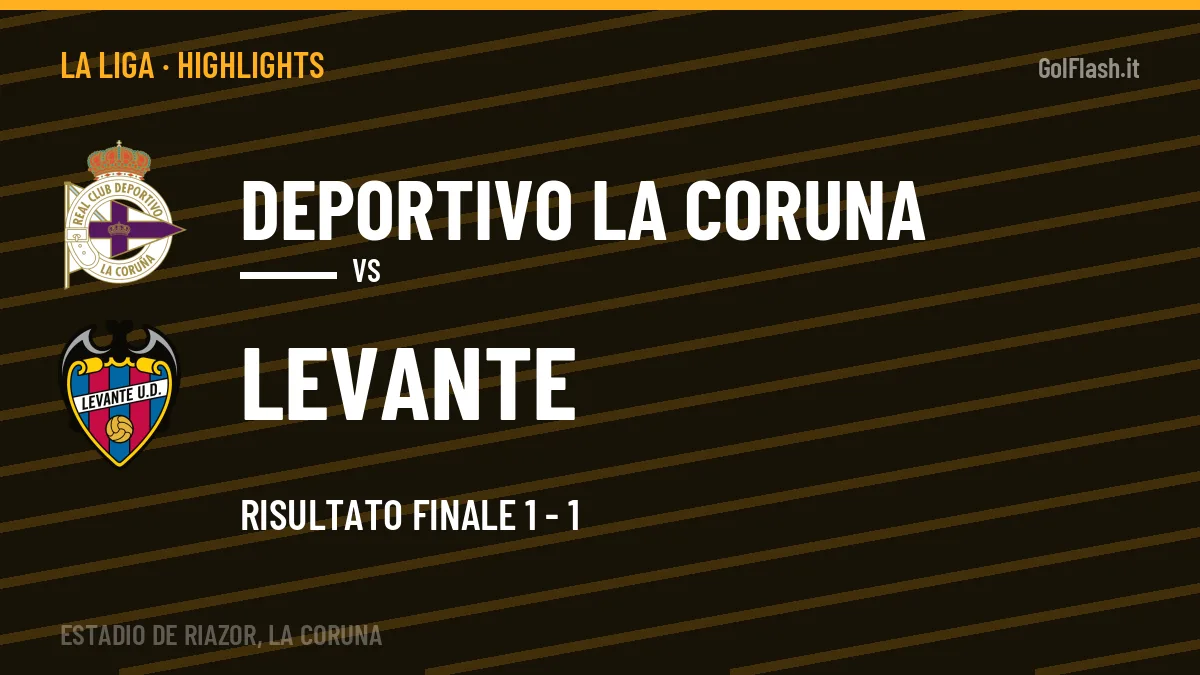 Highlights La Liga: Deportivo La Coruna-Levante 1-1 in video