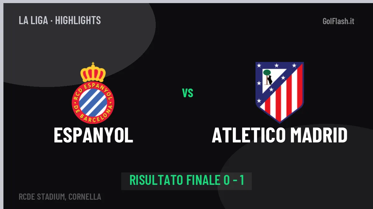 Espanyol-Atletico Madrid 0-1: highlights, video, azioni e gol del match