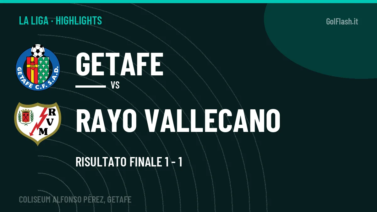 Highlights Getafe-Rayo Vallecano: gol e sintesi della partita (1-1)