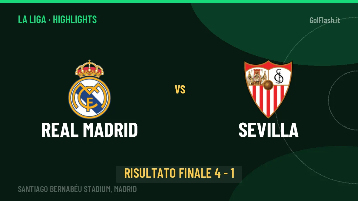Real Madrid-Sevilla: il video degli highlights e il tabellino (4-1)