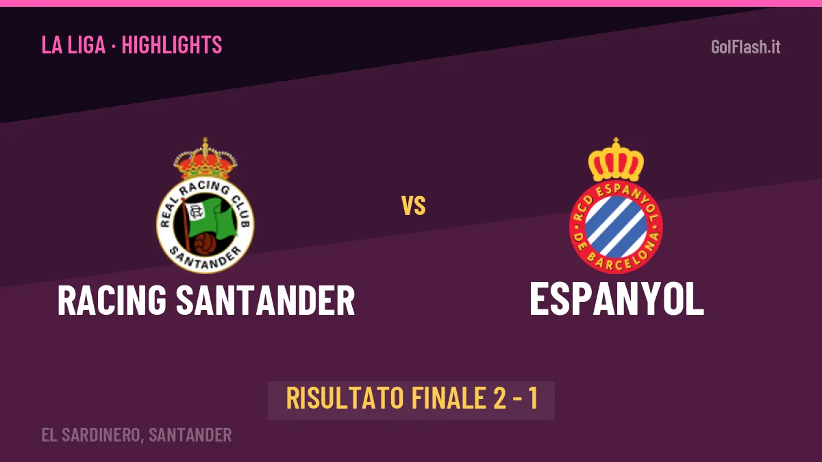 Racing Santander-Espanyol 2-1: highlights, video, azioni e gol del match