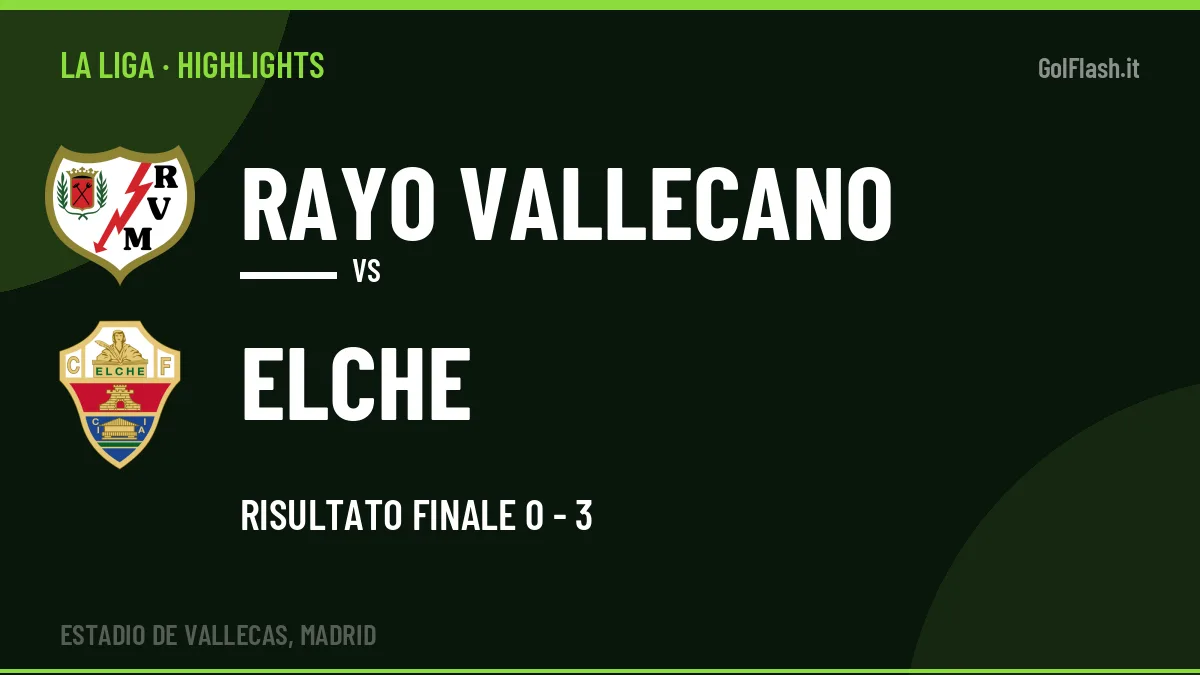 Highlights Rayo Vallecano-Elche: gol e sintesi della partita (0-3)