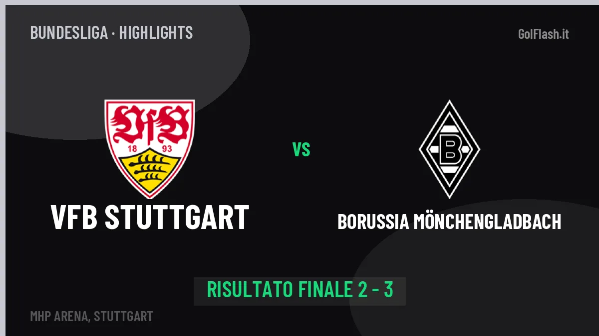 VfB Stuttgart-Borussia Mönchengladbach: il video degli highlights e il tabellino (2-3)