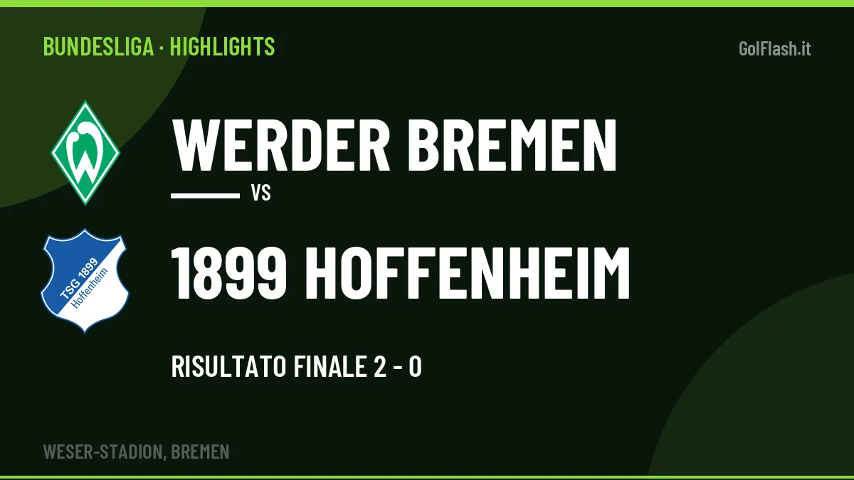 Gol e highlights di Werder Bremen-1899 Hoffenheim 2-0: guarda la sintesi
