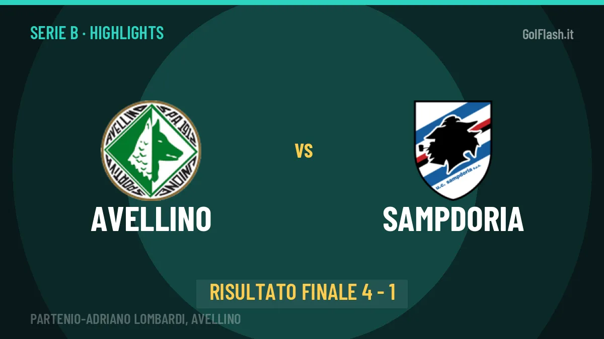 Avellino-Sampdoria 4-1: highlights, video, azioni e gol del match
