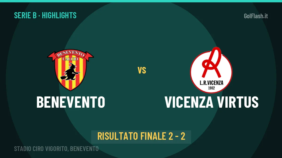 Benevento-Vicenza Virtus, sintesi e gol: gli highlights di Serie B