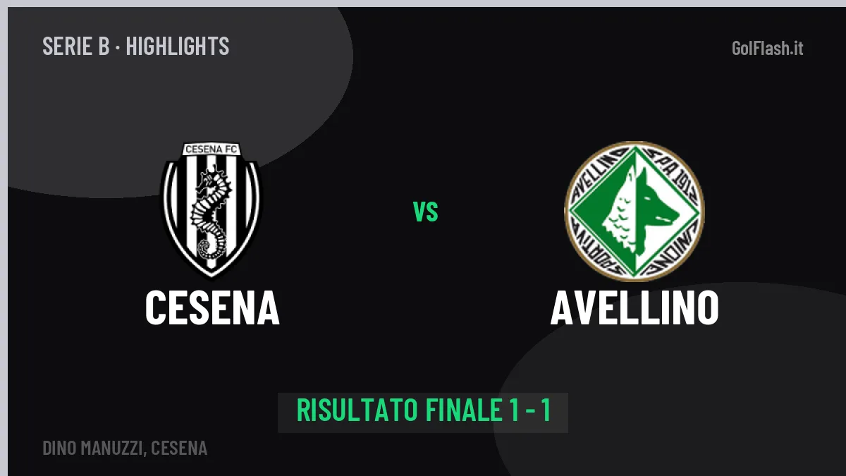 Cesena-Avellino 1-1: highlights, video, azioni e gol del match