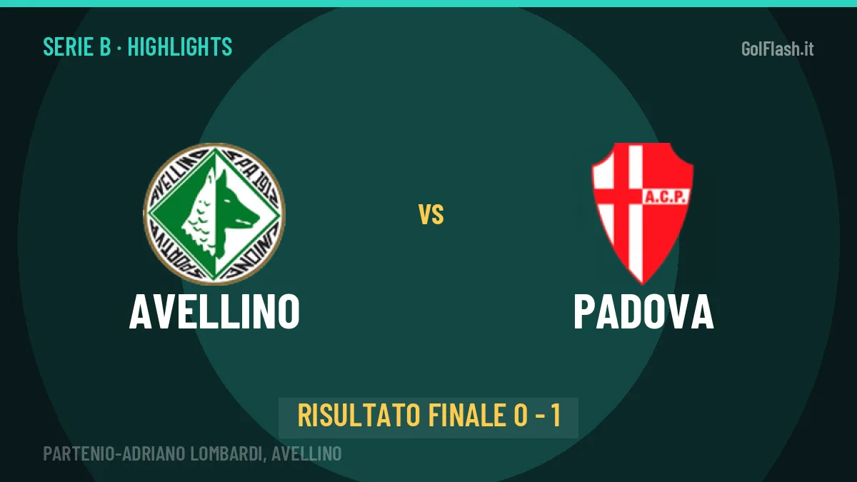 Avellino-Padova 0-1: video gol, azioni salienti e statistiche
