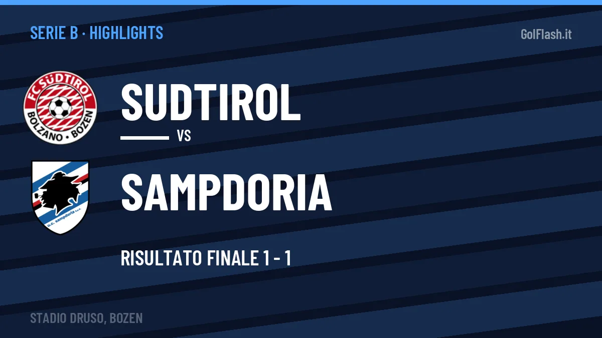 Video Sudtirol-Sampdoria: highlights e gol della partita di Serie B