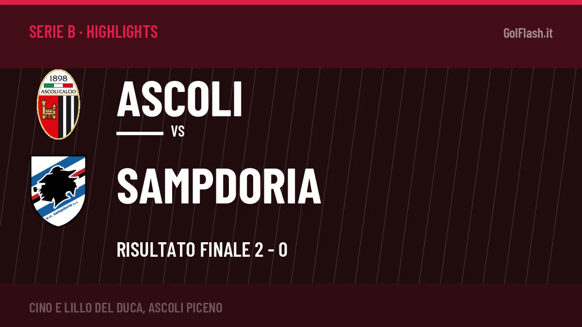 Gol e highlights di Ascoli-Sampdoria 2-0: guarda la sintesi