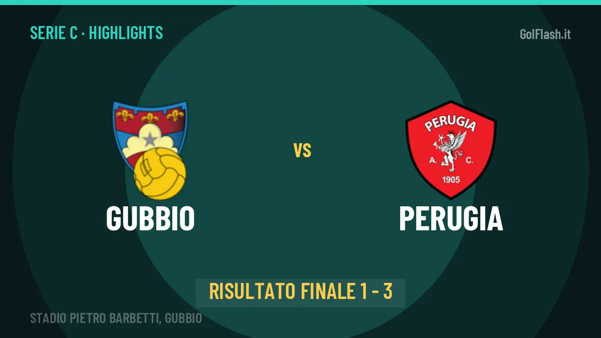 Gubbio-Perugia 1-3: highlights, video, azioni e gol del match