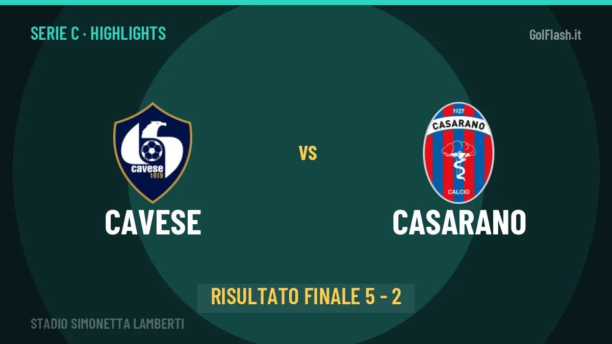 Cavese-Casarano: il video degli highlights e il tabellino (5-2)