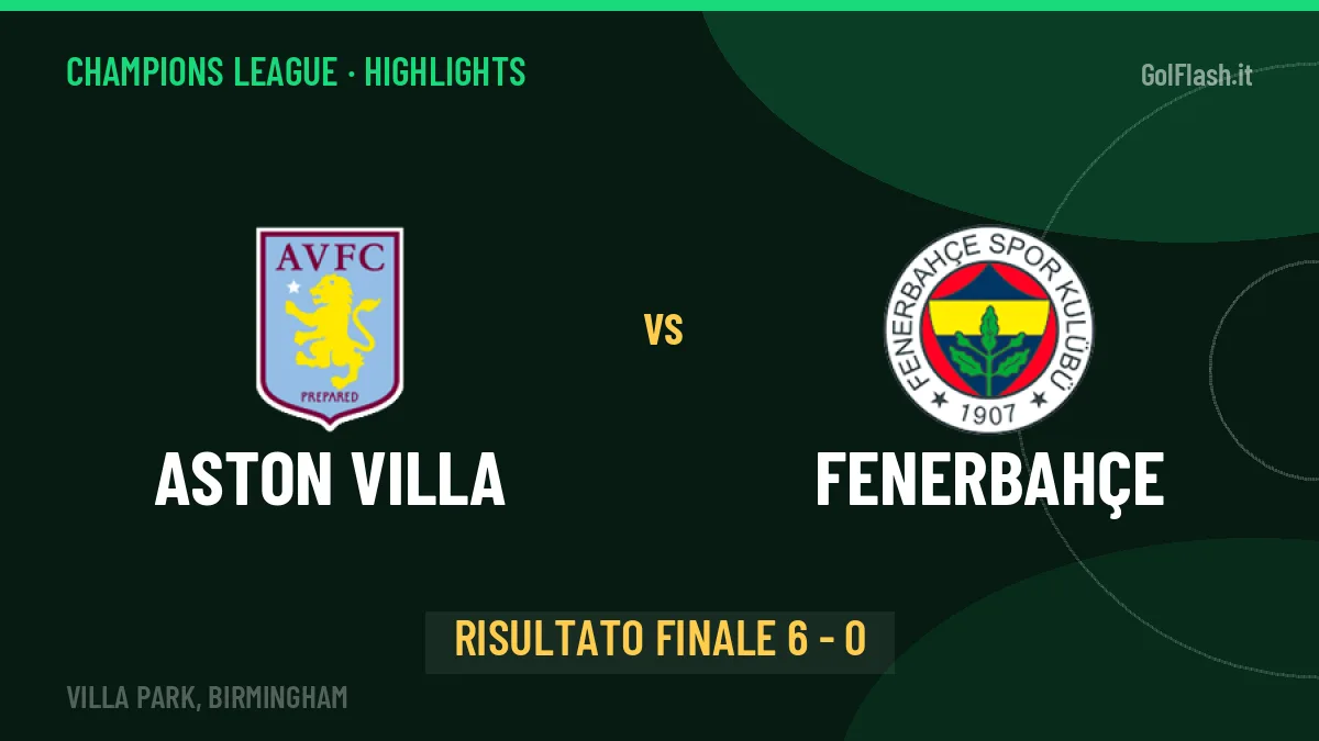 Aston Villa-Fenerbahçe 6-0: video gol, azioni salienti e statistiche