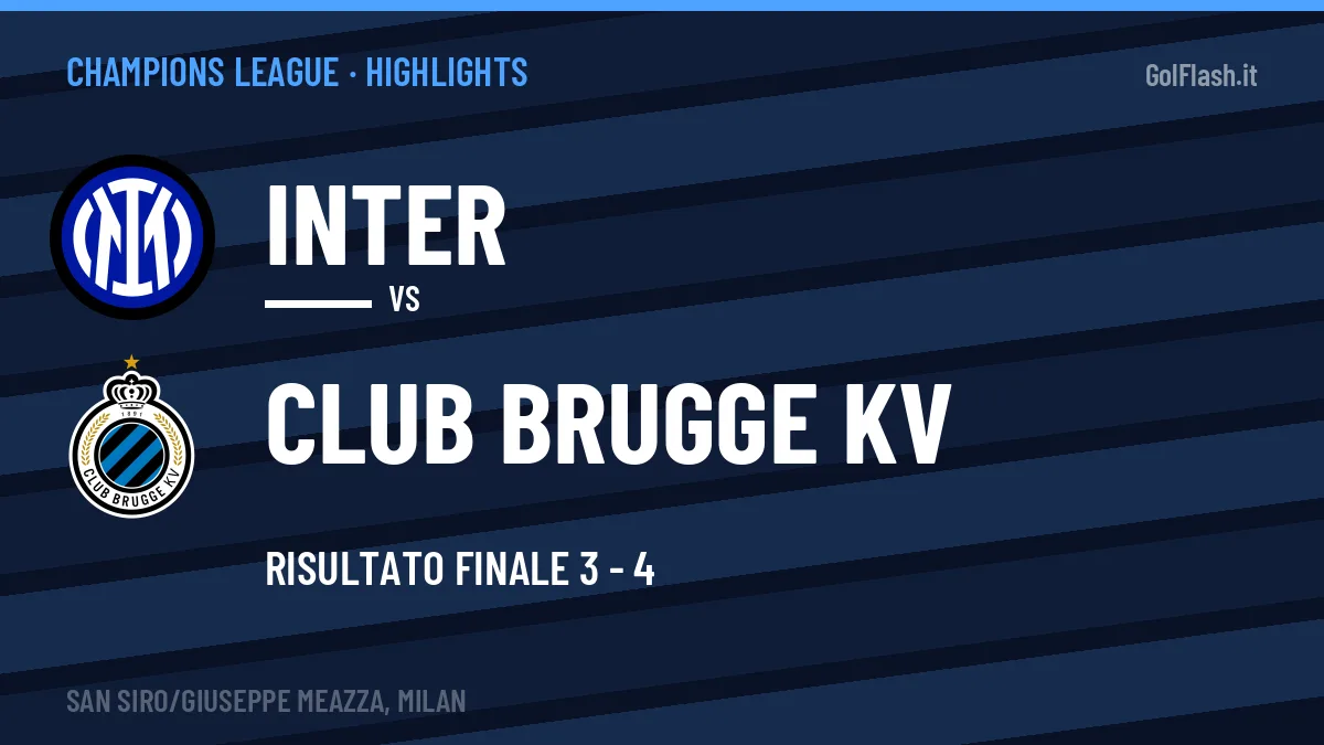 Highlights Champions League: Inter-Club Brugge KV 3-4 in video