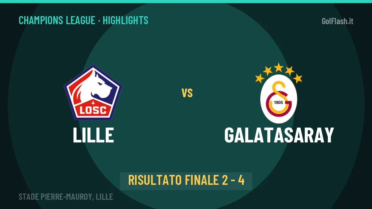 Lille-Galatasaray 2-4: highlights, video, azioni e gol del match