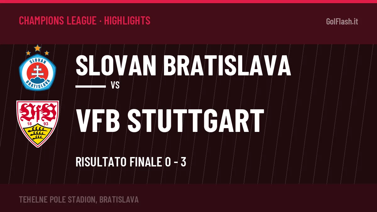 Highlights Slovan Bratislava-VfB Stuttgart: gol e sintesi della partita (0-3)