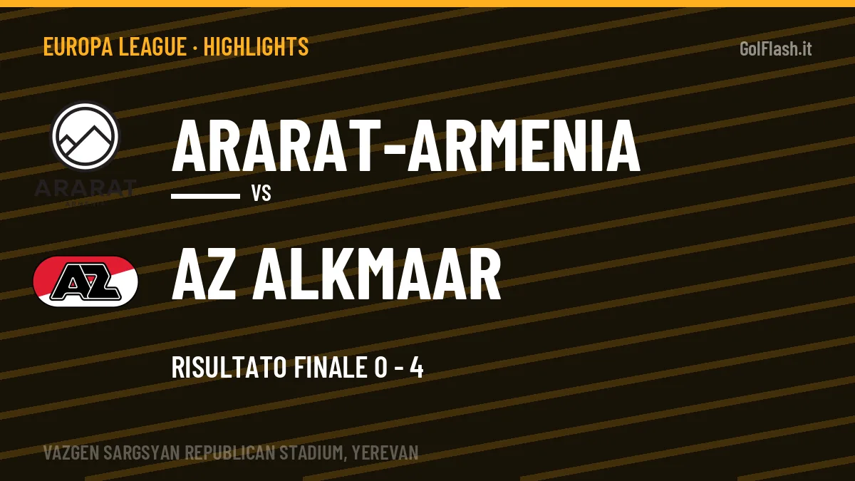 Video Ararat-Armenia-AZ Alkmaar: highlights e gol della partita di Europa League