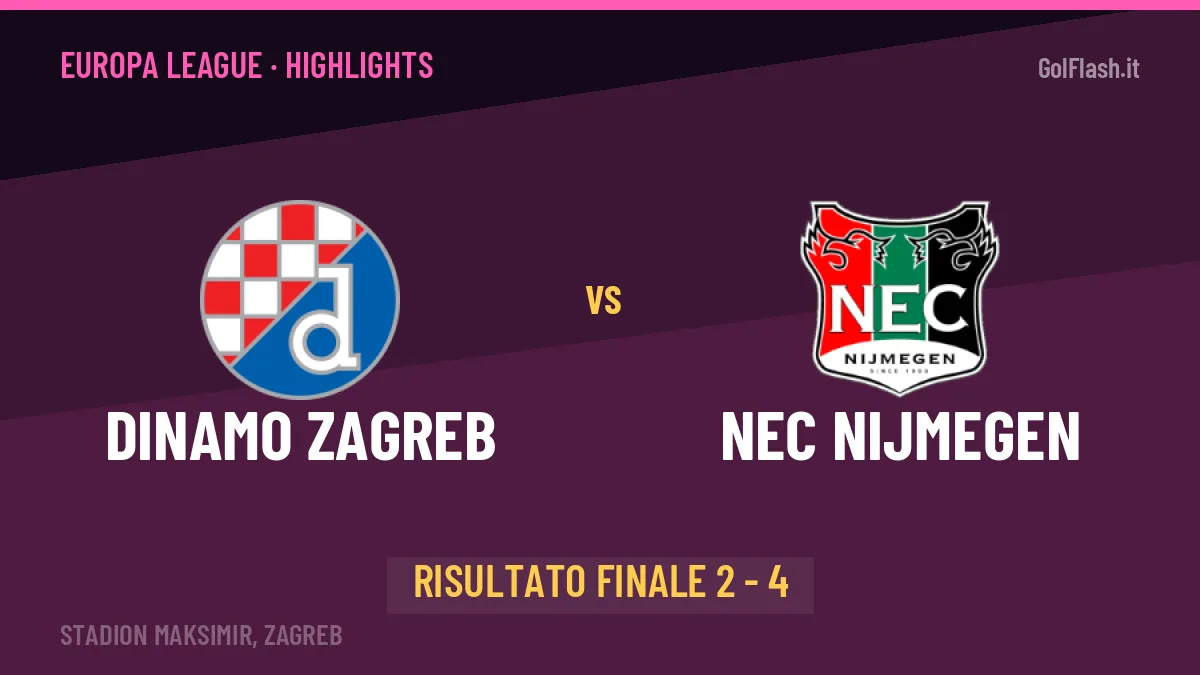 Dinamo Zagreb-NEC Nijmegen, sintesi e gol: gli highlights di Europa League