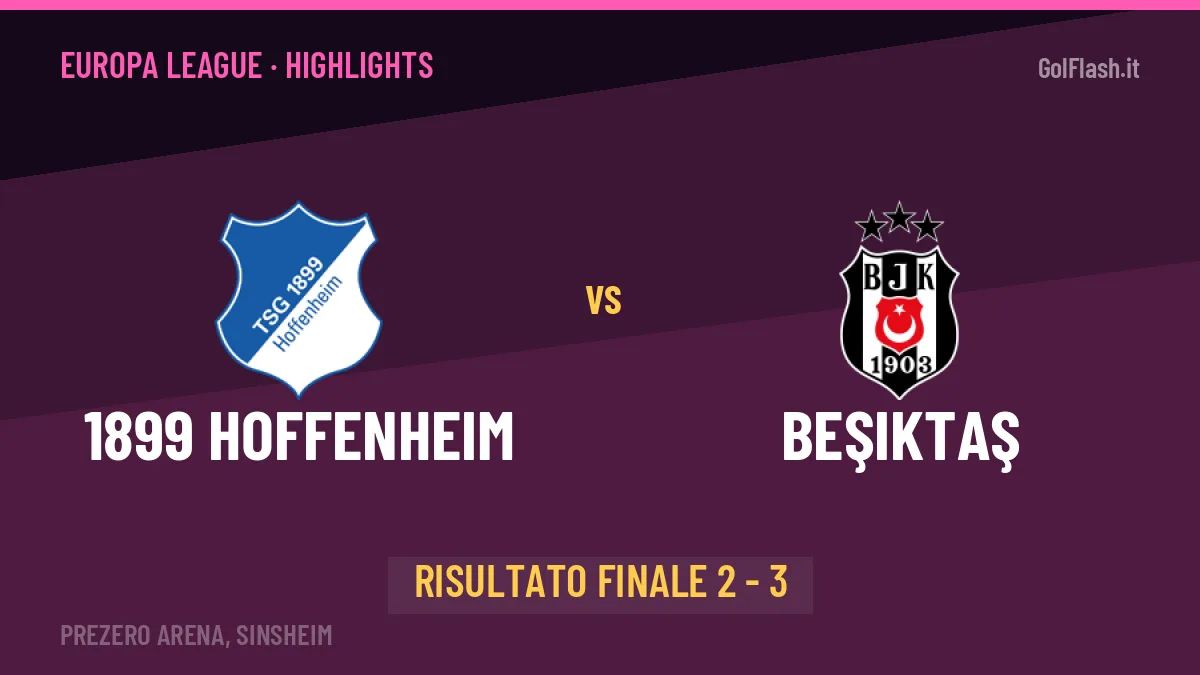 1899 Hoffenheim-Beşiktaş 2-3: video gol, azioni salienti e statistiche
