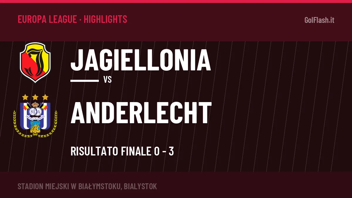 Highlights Jagiellonia-Anderlecht: gol e sintesi della partita (0-3)