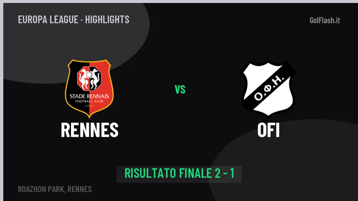 Rennes-OFI highlights: video, marcatori e statistiche