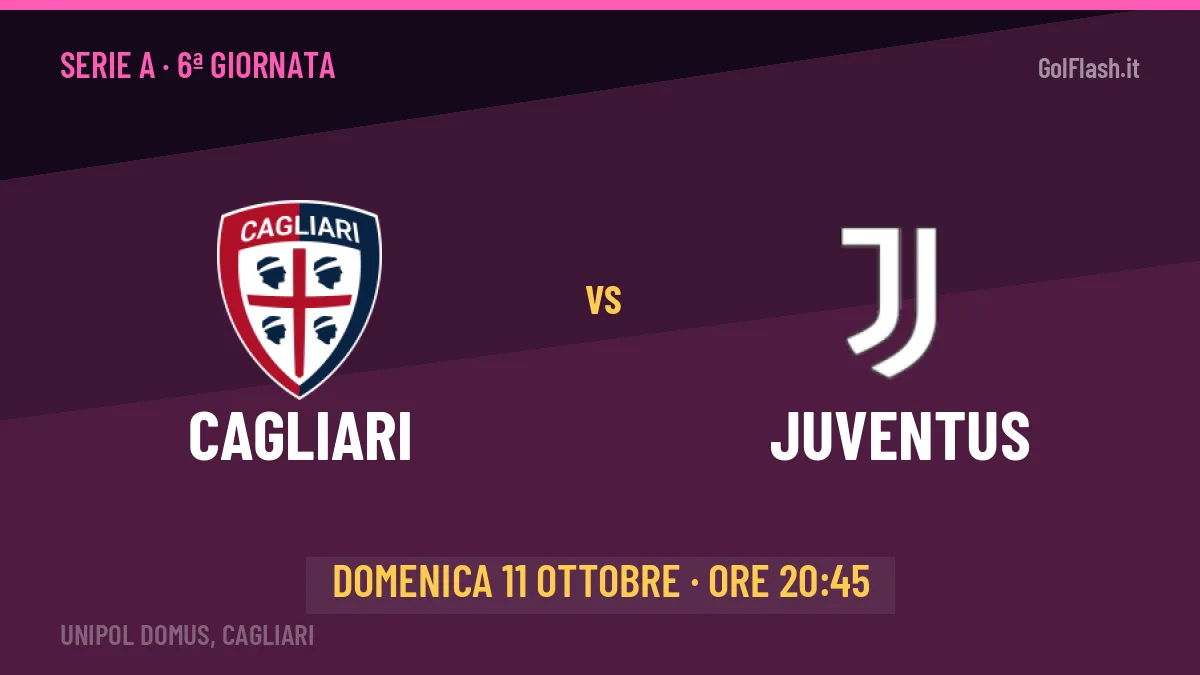 Dove vedere Cagliari-Juventus in TV e streaming: orario, canale e formazioni