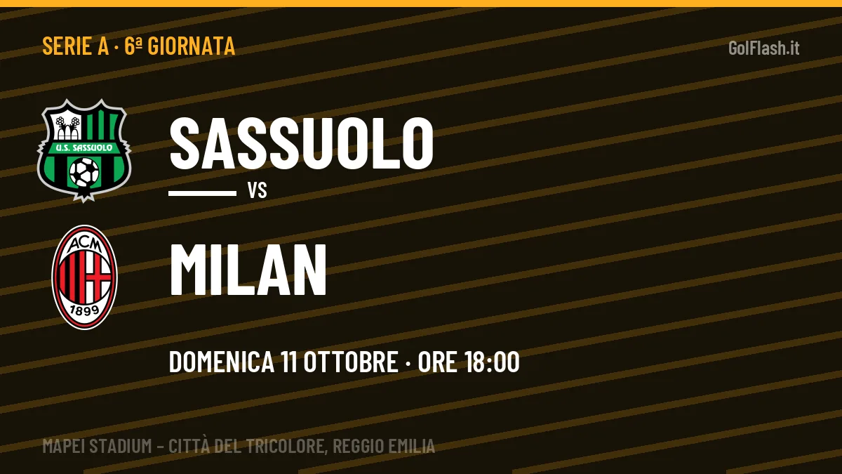 Sassuolo Milan in streaming: dove vedere la partita, orario e probabili formazioni
