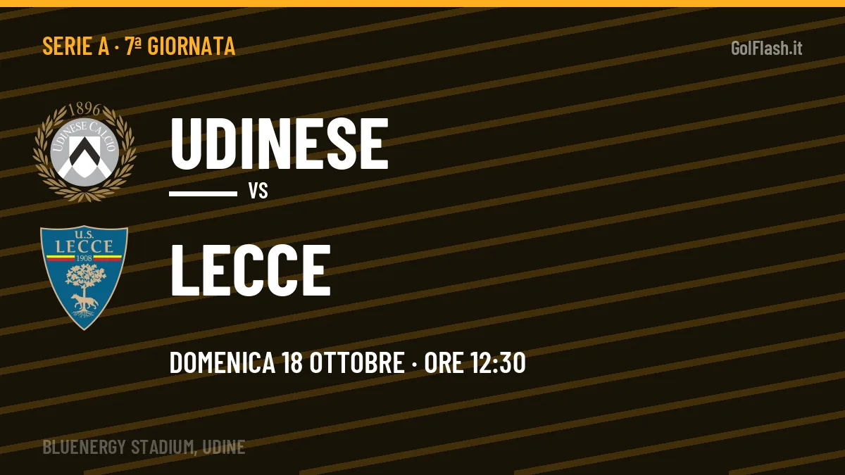 Udinese-Lecce Serie A 7ª giornata: orario, TV, streaming e probabili formazioni