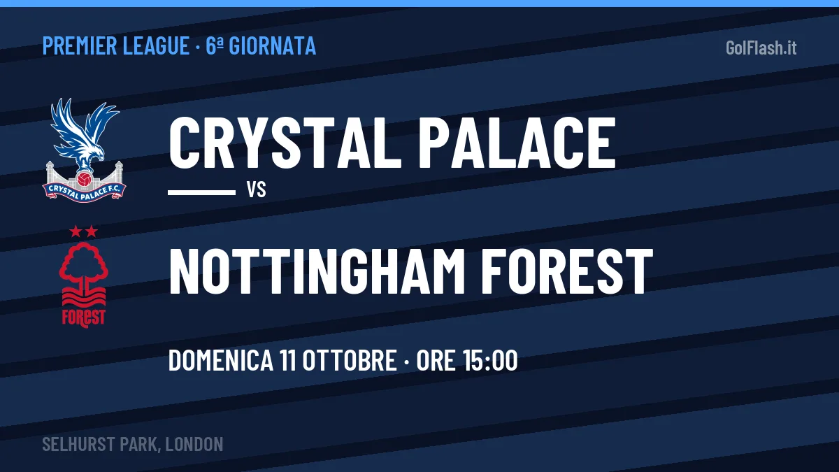 Dove vedere Crystal Palace-Nottingham Forest in TV e streaming: orario, canale e formazioni